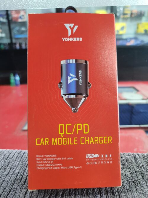 YONKERS 3-in-1 Auto-ID Car Charger – 42W QC/PD Fast Charging - Image 2
