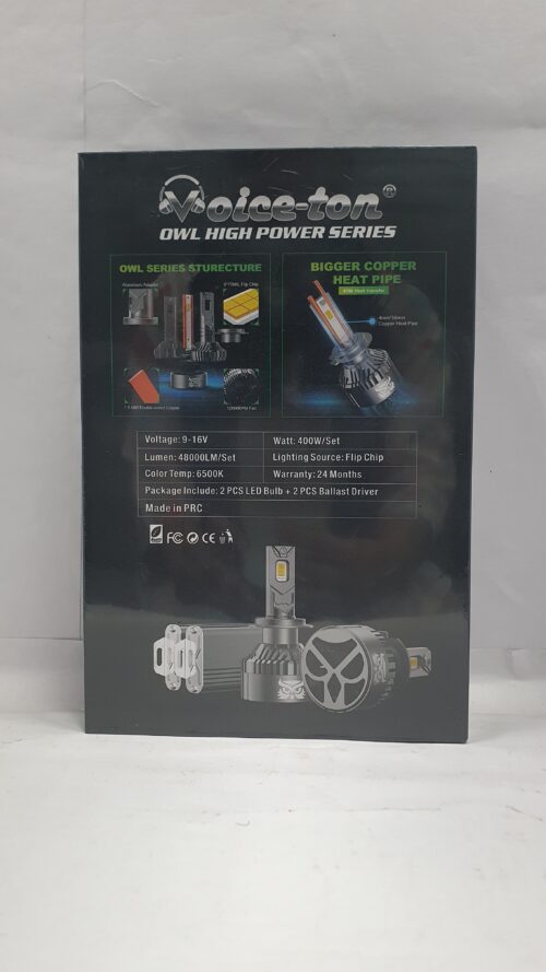 Voice-ton® Owl High Power Series LED Headlight Bulbs – 400W | 48000LM | 6500K - Image 2
